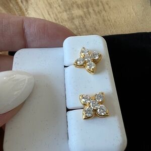 Moissanite Clover Stud Earrings – 0.69 CTW, VVS D Color – 925 Silver, Gold Plate